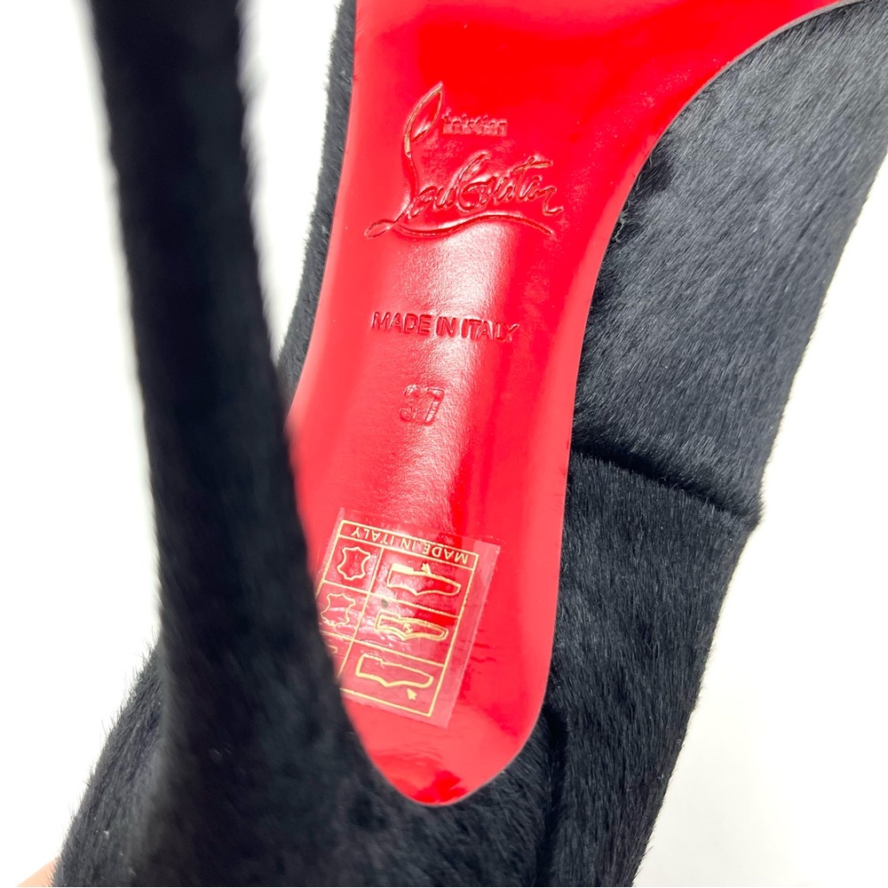 NEW Christian Louboutin Fifi Pony Hair High Heels Shoes Pumps Black Simple 37 7 - Picture 10 of 11